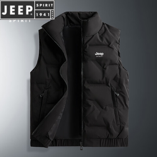 JEEP SPIRITJEEP Light Thin Down Vest Men's 2024 New Spring and Autumn Waistcoat Outer Wear Vest Men's Down Jacket Sleeveless Jacket Men's Style - Dark Gray 80 Duck Down 7XL