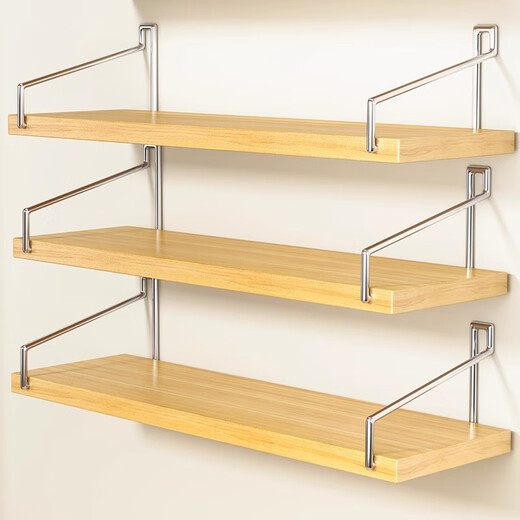 All without punching holes, wall storage rack, bedside wall-mounted partition, living room wall projector, router shelf, wall-mounted bookshelf, solid wood color 40*20 (two pieces)