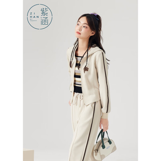 Zihan (ZIHAN) Zihan cardigan hooded sweatshirt + straight sweatpants two-piece set for women spring fashion sports suit Mi Xing XL