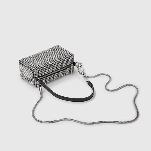 CAMPUSKITTEN new light luxury rhinestone bag women's evening bag shiny clutch bag feminine exquisite bag silver lady bag silver