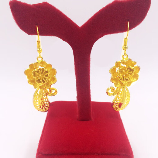 Muqian's new domineering phoenix flower gold-plated necklace female bride wedding dragon and phoenix bracelet set ring earrings three gold ornaments set price