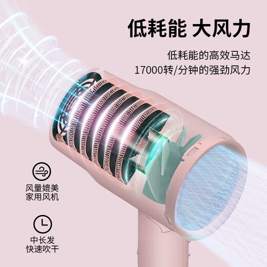 CONFU hair dryer for home use in student dormitories low power foldable quick drying hair care hot and cold air small portable mini hair dryer foldable low power 1100W KF-3135 Disney Pink