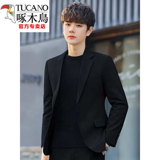 Woodpecker (TUCANO) suit men's spring and autumn Korean style handsome high-end casual business formal jacket slim small suit dark gray suit 19 (wool thick style) S 90-105Jin Jin is equal to 0.5 kg