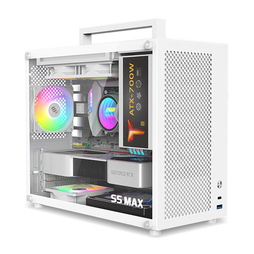 鱼巢 (MetalFish) S5MAX 电脑台式机小机箱 手提迷你桌面 多网孔散热支持180水冷 S5MAX黑色机箱