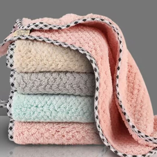 Kitchen rags absorb water and remove stains. Kitchen household dish towels, dish towels, household cleaning, hanging hand wipes, 5 pieces 30*30 random colors