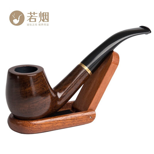 Ruoyan handmade solid wood pipe men's cigarette bag pot curved bucket ebony dry tobacco rod filter cigarette holder father elders gift
