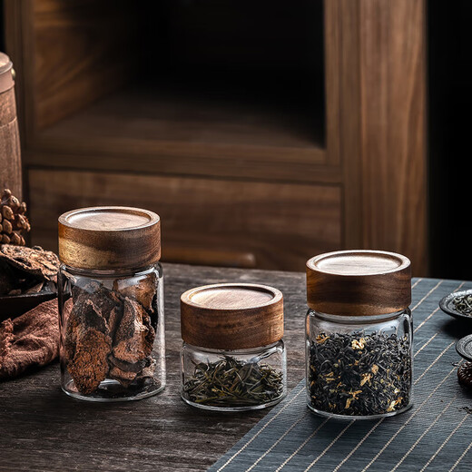 Genas glass tea can portable small tea can sealed can 300ml storage tea can coffee can mini glass can