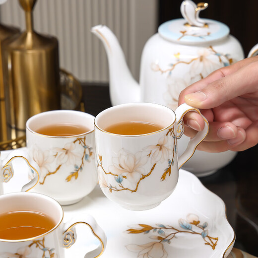 Zhengye housewarming gift, light luxury water cup set, new Chinese style home cup tea set, complete wedding gift, new Chinese style magnolia water set, 8-piece set, gift box
