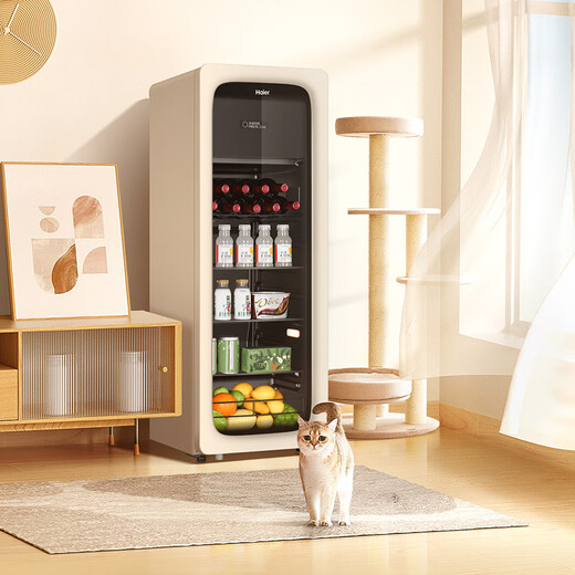 Haier Little Red Flower Set-133L Dual Temperature Yuanqi Ice Bar Home Living Room Tea Refrigerator Fresh Cabinet Office Small Refrigerator Large Capacity Beverage Display DS0133LH9EY1