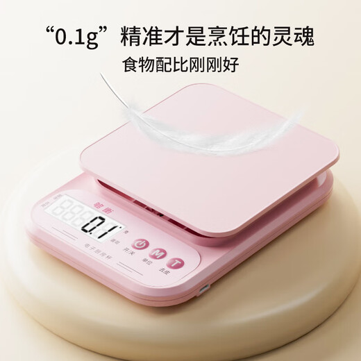 Goheng Kitchen Scale Electronic Scale Accurate High-Precision Food Jewelry Scale Baking Weighing Gram Scale Food Scale Pink 5kg/0.1g Battery Model