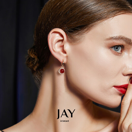 Jay red onyx earrings, new French red earrings, birthday gift for girlfriend, brand gift box, earrings (shipped from Beijing warehouse)