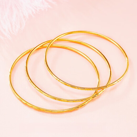 Qianjunjin store model Hong Kong duty-free light luxury 18k coil bracelet for women fashion 999 classic thin circle bracelet rice flower 60mm style one