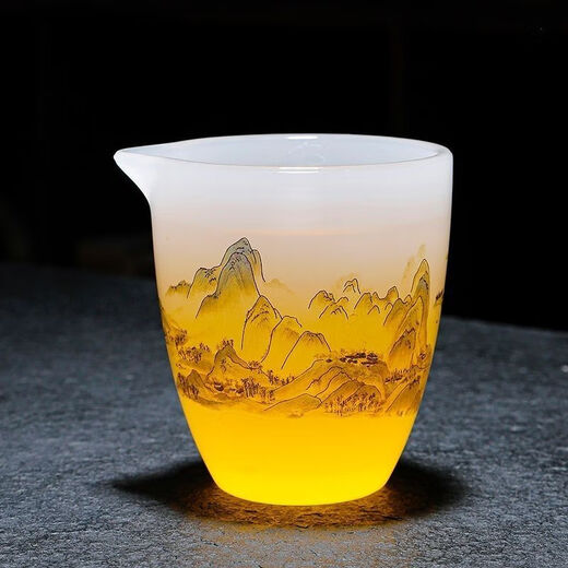 Jingdezhen tea set complete set of high-end Qianli Jiangshan light luxury white jade glazed tea set Chinese style household jade porcelain high Qianli Jiangshan master cup-Tianlan