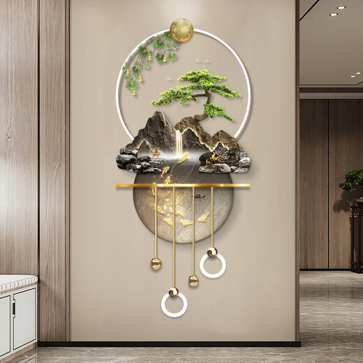 Painting Town Fulu Jinshan Entrance Decoration Painting Landscape Advanced Three-dimensional LED Wall Lamp Painting Entry Hall Corridor End Hanging Painting Fulu Jinshan ZP4836+ZP4837+ZP4840 60*130cm Ordinary hanging painting without lights