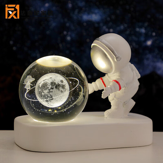 Fascini Astronaut Night Light Little Prince Crystal Ball Luminous Base Desktop Ornament Birthday Gift Beloved Astronaut-Star Walking Gift Box