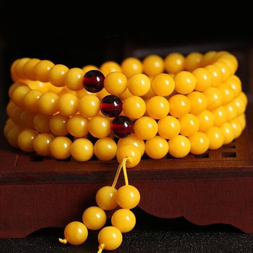 Wenying natural chicken fat yellow old beeswax bracelet 108 beads men's amber bracelet women's pendant necklace jewelry beeswax bracelet 6mm 108 beads