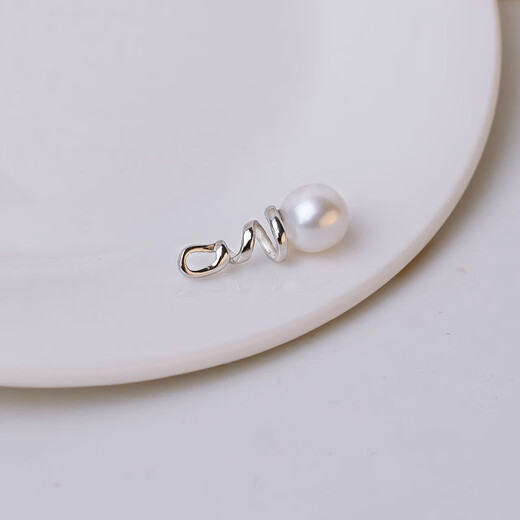 Pearl pendant single without chain pendant natural freshwater pearl necklace simple niche S925 7-8 mm white nearly round beads without chain