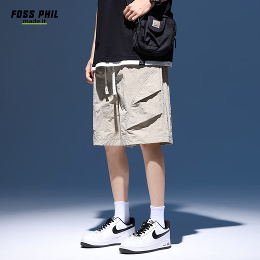 
Foss Phil shorts men's summer workwear trendy casual ice silk mid-pants loose sports five-point pants 9906 khaki L