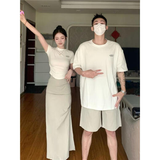 Ziji Couple Outfit Summer One Man and One Woman Suit Skirt One Dress One Skirt Full Set Couple Outfit Summer 2024 New Niche Girls Short Sleeve S