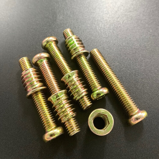 XMSJm8 solid wood furniture screw nut solid wood bed connection woodworking hexagon internal and external tooth butt nut set screw 8x35 screw set 10 sets