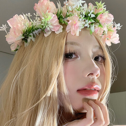 Planaling Garland Kopfschmuck Haarnadel weibliche Braut Hochzeitswald Blume Haarband Kinder Erwachsener Altstil Haarband Blume Girl Accessoires Wald Girlande Kopfschmuck [Pink]