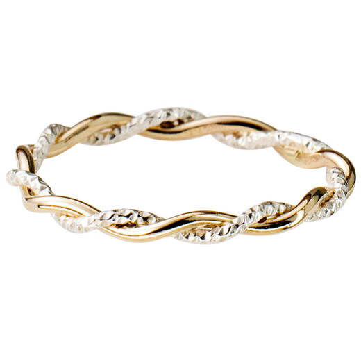 Sen uses 14K gold-filled sterling silver gold and silver contrasting shiny faceted twist ring for women, European and American style, light luxury and exquisite niche tail ring, US No. 2