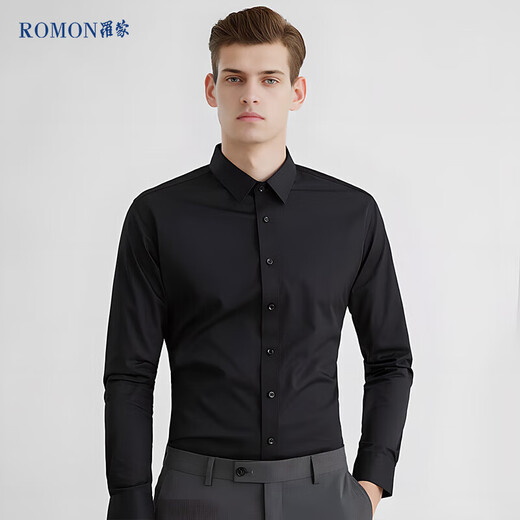 ROMON solid color business professional formal wear men's white shirt work jacket long-sleeved shirt men CS108 white 2XL