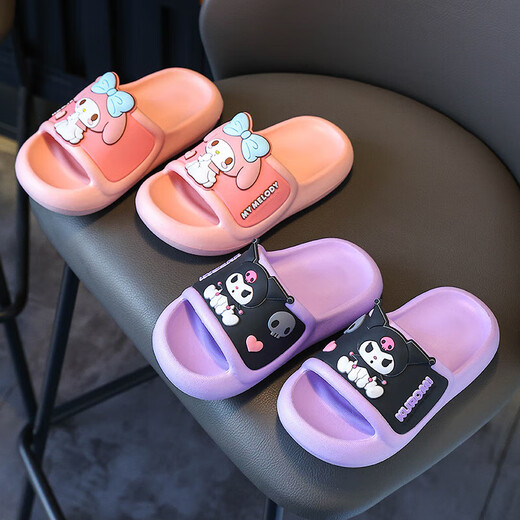 Натуральные детские тапочки Sanrio, летние новые стильные милые нескользящие тапочки с героями мультфильмов для девочек, розовые мелодии для мальчиков, размеры 32-33, внутренняя длина 20 см