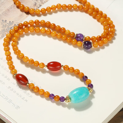 Dara, a multi-wear chicken fat yellow beeswax bracelet necklace, turquoise crystal bracelet, the same style for men and women, is a Chinese Valentine's Day gift for your girlfriend