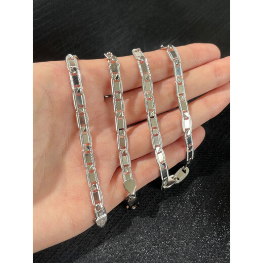 Nilan men's platinum necklace PT950 versatile trendy men's tile chain platinum bag fashion clavicle chain tile chain 5.3mmx60cmx21g S