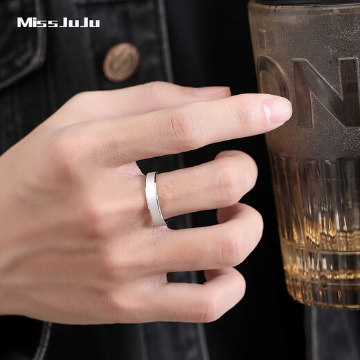Miss JuJu platinum ring fashion ring pt950 platinum fashion ring for men and women, 8# single, about 4.1g, width 3.5mm, more gram weight, less compensation