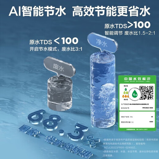 Midea water purifier household water purifier Baize long-lasting RO reverse osmosis under kitchen water purifier kitchen filter direct drinking machine MRC806C-3000 Baize 1200G pro