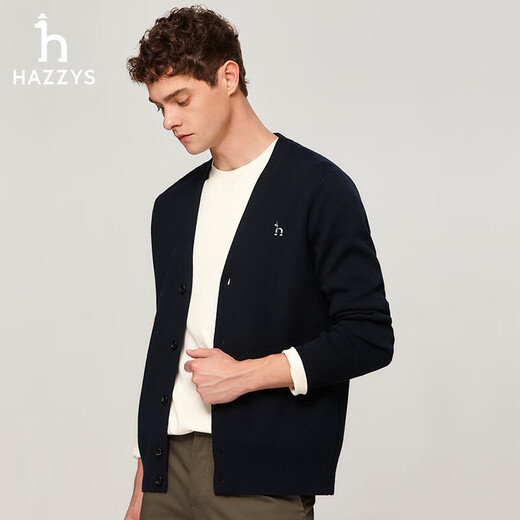 HAZZYS Men's V-neck Jacket Wool Cardigan ABYZD0BCF10 Dark Navy DN 180/100A50