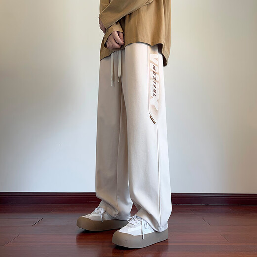 Dingfengbaoluo high street straight casual pants men's autumn Japanese handsome trendy brand sports pants loose and drapey DFK02 Khaki XL