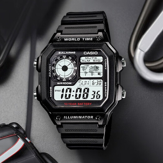 Casio watch Kuangbiao same style small square trendy sports student watch long-lasting power luminous men's watch AE-1200WH-1A