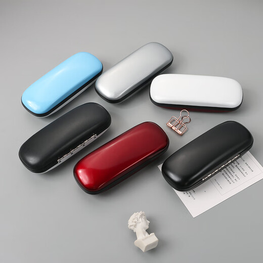 眼镜盒高级感简约拼色便携抗压女式男款轻便儿童眼睛墨镜收纳盒 枣红色送镜布