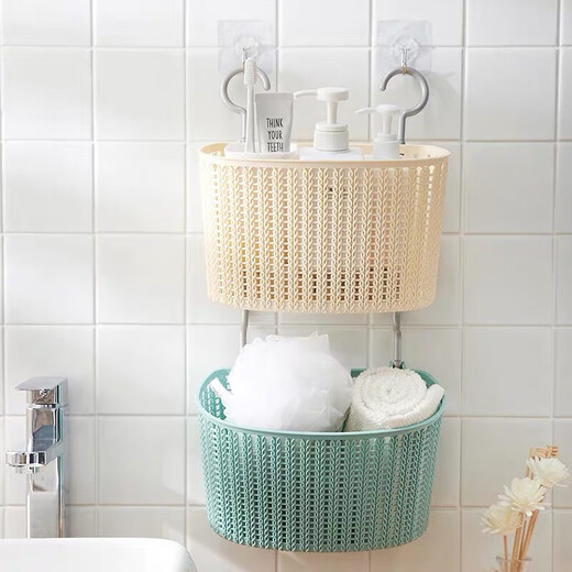 Yushe dirty socks storage hanging basket bathroom clothes artifact dirty socks clip storage basket wall-mounted balcony sundry 1 medium size 2 small size off-white