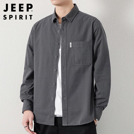 JEEP SPIRIT吉普衬衫男长袖休闲外套男装秋冬季衬衣男士纯棉潮流衣服