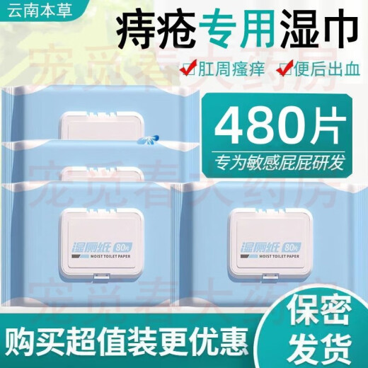 【大药房官方直售旗舰】痔疮专用湿巾肉球内外混合肛门瘙痒肛裂便血肿痛湿厕纸 9包727片【肛门瘙痒】