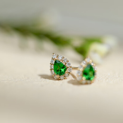 Xuanxian tsavorite earrings water drop earrings surrounded by diamonds green color earrings diamond inlaid natural diamond inlaid