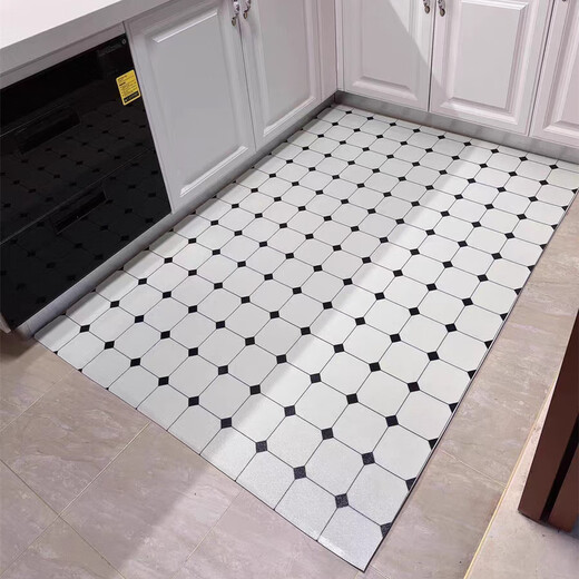 Kitchen floor mat is waterproof and oil-proof, large area can be cut and scrubbed for home use, PVC non-slip, full balcony, entrance hall, 200*300 cm, Champagne Reunion