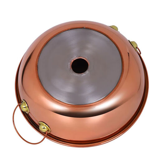 Olla eléctrica de cobre puro para cocina de inducción de olla caliente de cobre, olla caliente de cobre de pato mandarín, olla caliente de hielo, caldera de cobre de oveja para cocinar con hielo, olla de sopa transparente de 28 cm (cobre puro) para 3 personas, 1 pulgada