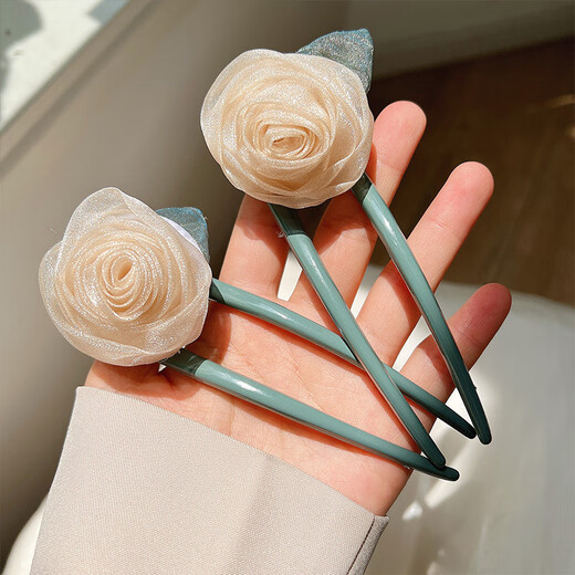 Bai Shilin camellia U-shaped hairpin women's high-end hairpin artifact summer temperament ball hair ornaments on the back of the head headdress single