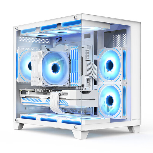 Huntkey S920 Blizzard Tempered glass side view Sea view gaming case Desktop computer case Supports 240 water cooling/M-ATX motherboard/air cooling, height limit 155mm S920 panoramic version white (supports 240 water cooling/air cooling, height limit 155) Supports M-ATX motherboard/240 water cooling