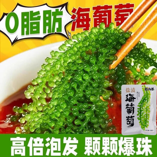 盐渍海葡萄泡发食用 儿童海藻菜海洋蔬菜海草 海葡萄100g*10袋【送芥末酱油】
