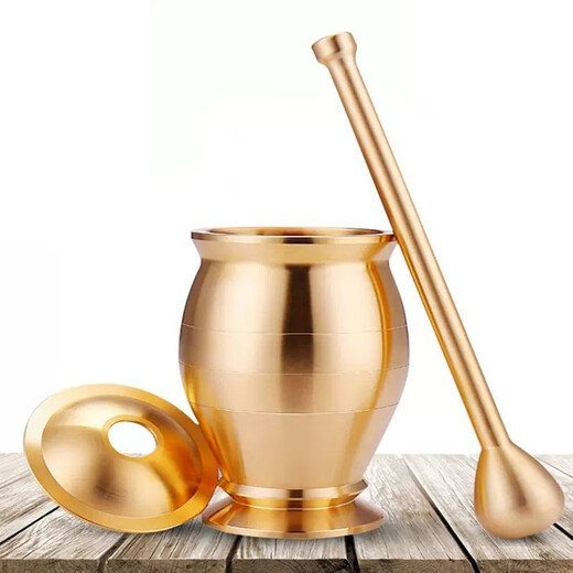 Zhixu medicine jar, garlic masher, brass medicine masher, traditional Chinese medicine masher, medicine jar, grinding bowl, copper medicine mortar, medicine copper mortar, medium size, deepened and thickened, with anti-slip pad