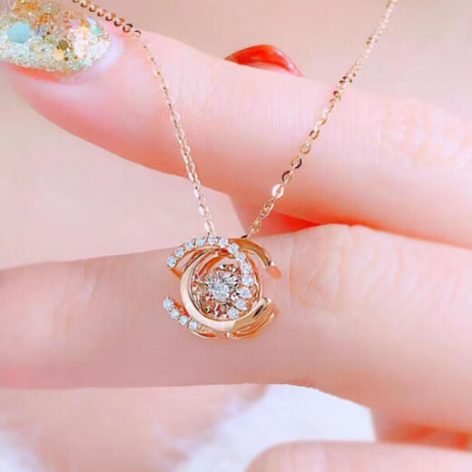 Fantimo Colored Gold Double C Smart Diamond Necklace for Women Rose Gold K Gold Brick Stone Light Luxury Jewelry F-G/Excellent White Rose Gold