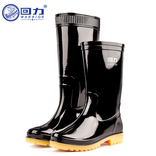 Pull back rain boots men's fashionable waterproof shoes outdoor wear-resistant rubber shoes not easy to slip rain boots overshoes 827 black mid-tube 42