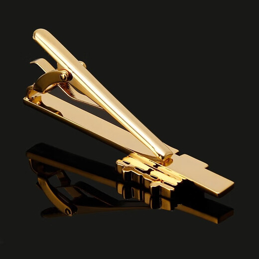 IFSONG喜字领带夹高档新郎婚礼结婚礼盒装西装男正装商务别针夹子套装潮 金色