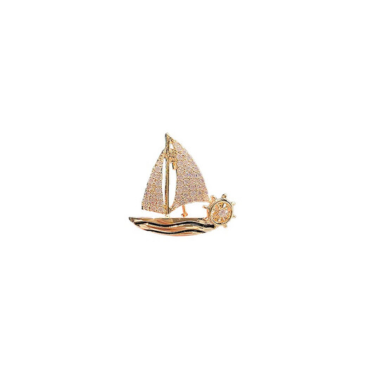 QUAMER gold store style small sailing boat brooch men's and women's temperament badges smooth sailing pin anti-exposure buckle west sailing boat brooch